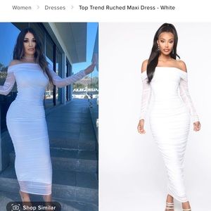White Ruched Maxi Dress